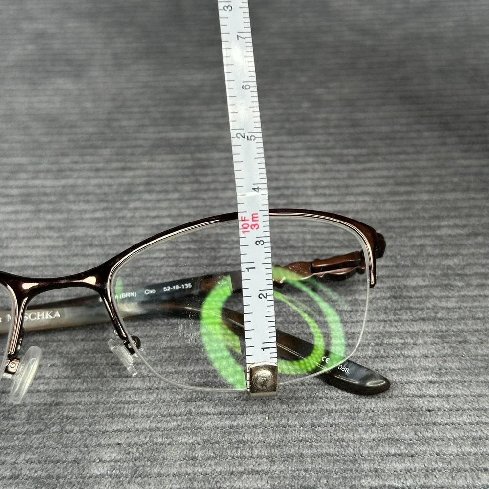 Badgley Mischka Clio Brown Crystal Y2K Cat Eye Eyeglasses 52-18-135